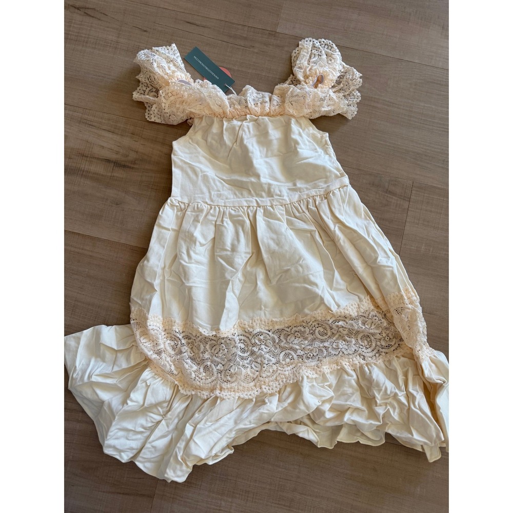 Baileys Blossoms Cream Lace Off Shoulder Tiered Ruffle Dress 9-12M